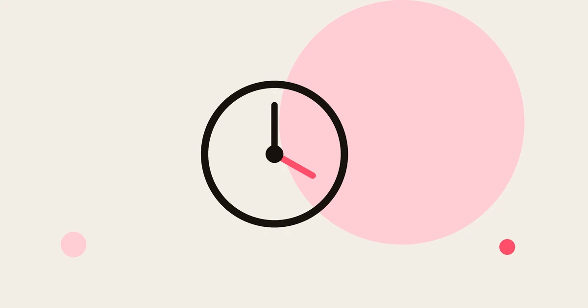 Flat illustration of a clock representing video editing time.