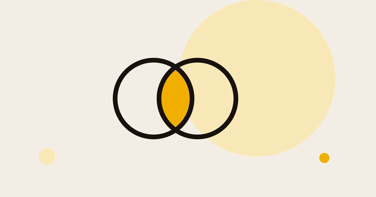 Flat illustration of two overlapping circles.