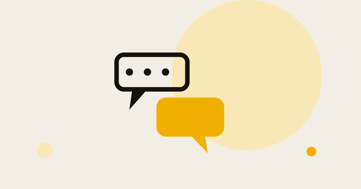 Flat illustration of grouped speech bubbles.