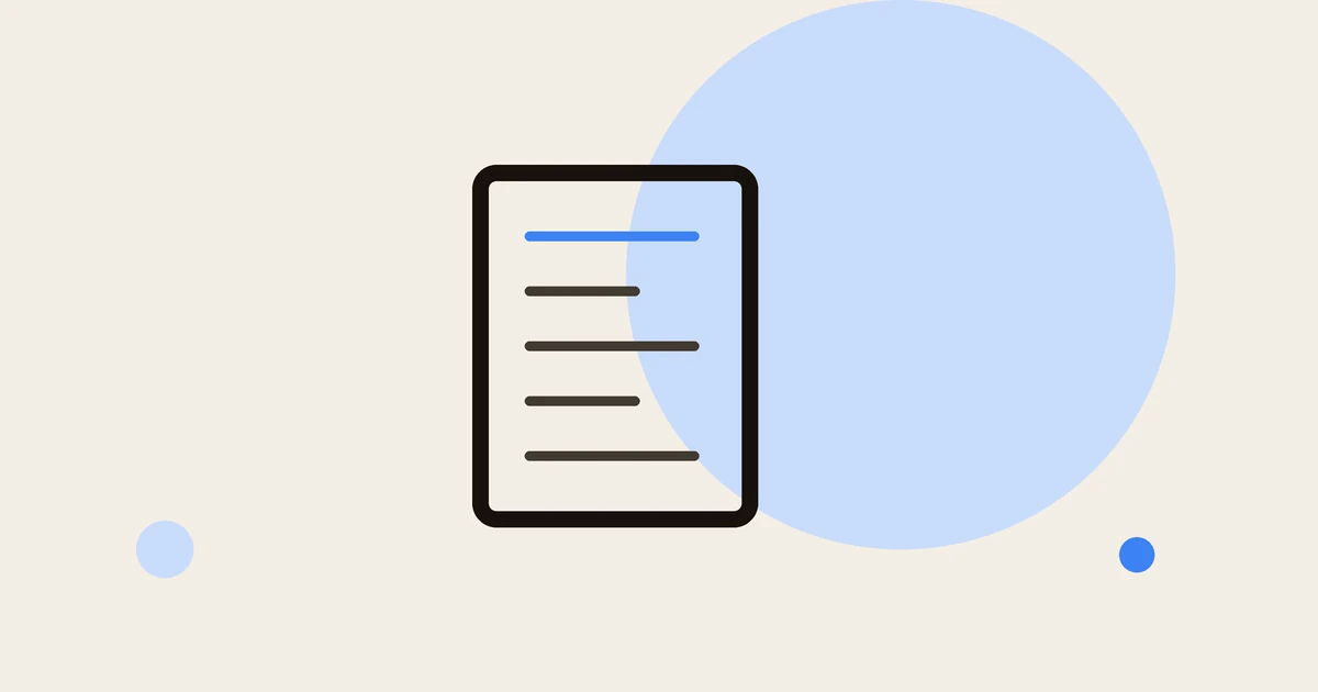 Flat illustration of a document with lines of text.