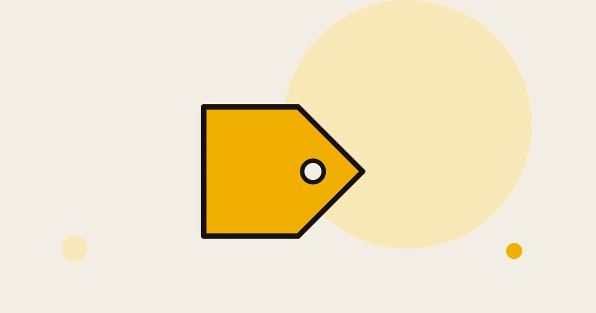 Flat illustration of a price tag, for what a YouTube editor costs.