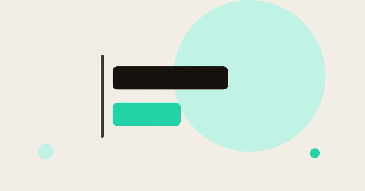 Flat illustration of a long dark bar above a much shorter teal bar, both starting from the same left edge.