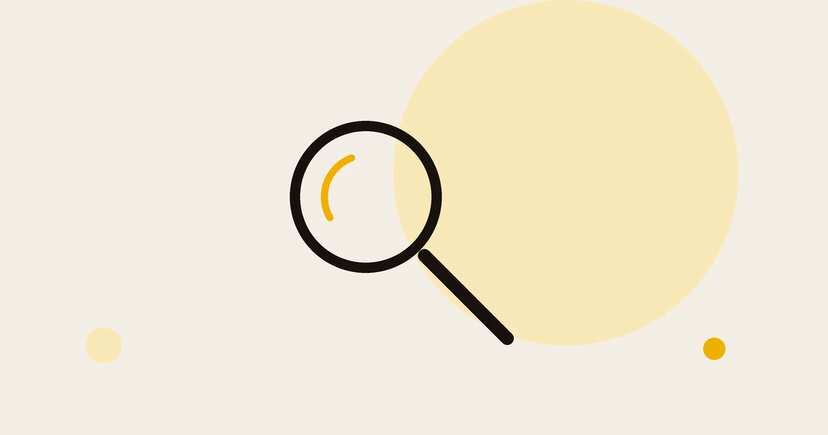 Flat illustration of a magnifying glass, standing for YouTube reviewing a channel.
