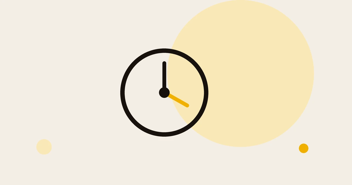 Flat illustration of a clock, for the one-year wait after a YouTube channel termination.