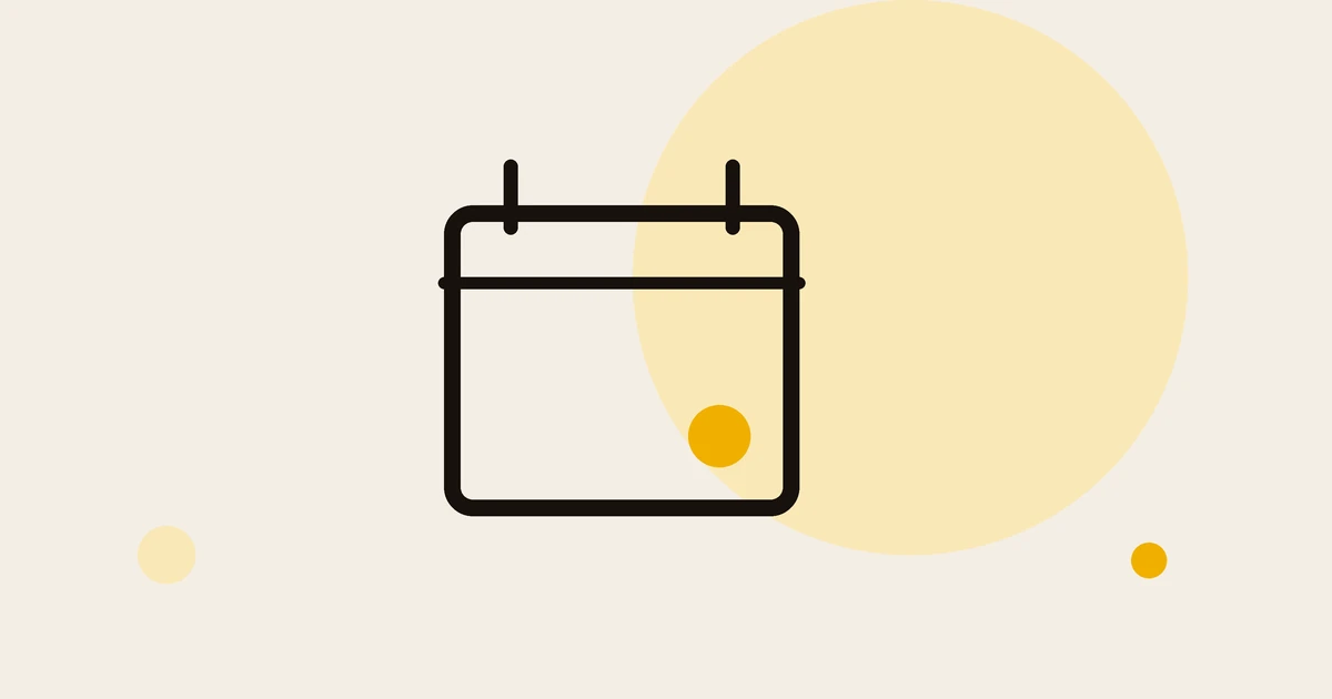 Flat illustration of a calendar with one day marked.